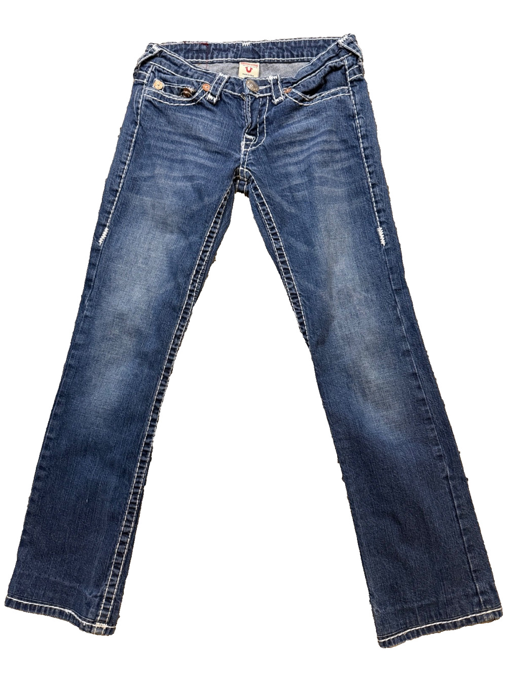 True Religion Johnny Super T Jeans Womens 26 27x28.5 Made in USA Thick Stitch Y2